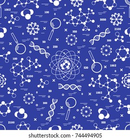 Seamless pattern with variety scientific, education elements. Design for banner, poster or print.