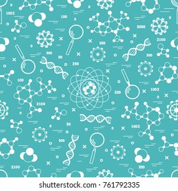 Seamless pattern with variety scientific, education elements. Design for banner, poster or print.