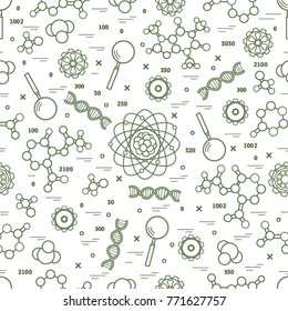 Seamless pattern with variety scientific, education elements. Design for banner, poster or print.