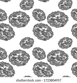 Seamless Pattern With Variola Virus. Vector Illustration In Vintage Engraved Style.