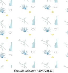Seamless pattern with various abstract shapes and lines