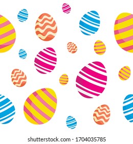 Seamless Pattern of various beautiful simple easter eggs located at different angles.