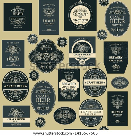 seamless pattern with various beer labels in retro style