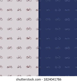 seamless pattern of various bicycles, flat style vector