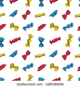 Seamless pattern of various colorful candies