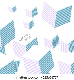 Seamless pattern of various cubes. White background.