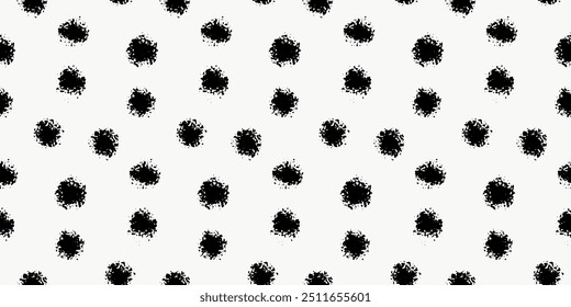 Seamless pattern with various doodle hand drawn dots on light background. Cute textured brush strokes, wrapping paper.