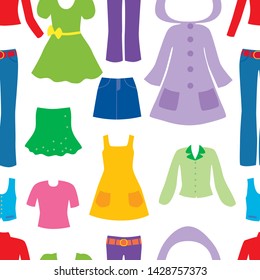 Seamless pattern of various female clothes 