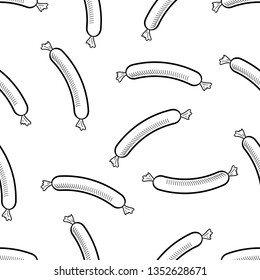 Seamless Pattern of various food hand drawn in black and white doodle vector