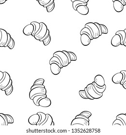 Seamless Pattern of various food hand drawn in black and white doodle vector