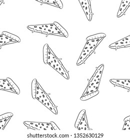 Seamless Pattern of Various Food hand drawn in black and white doodle vector