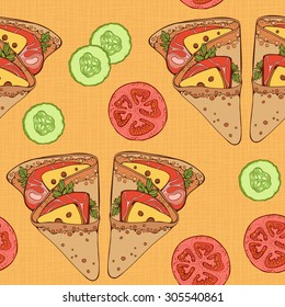 seamless pattern of various food items 2