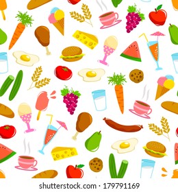 seamless pattern with various foods
