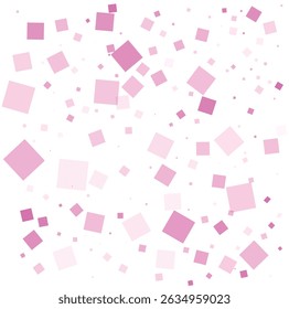 Motif harmonieux de diverses formes géométriques - cercles, carrés et triangles dans des tons doux de rose et de blanc, dispersés sur fond blanc pur.