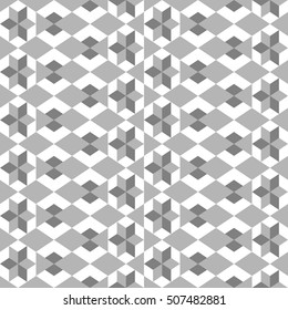 Seamless pattern with various geometrical figures. Shades of gray.