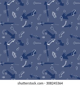 Seamless pattern of various hand drawn arrows an pointers, vector illustration