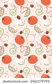 Seamless pattern with various healthy eating vegetables.Vector illustration