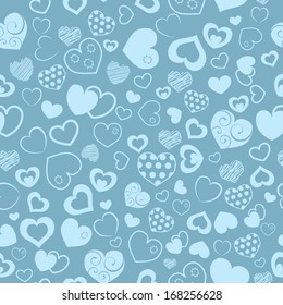 Seamless Pattern Various Hearts Turquoise Color Stock Vector (Royalty ...