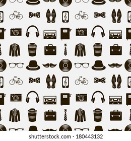 Seamless pattern with various hipster accessories
