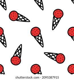 Seamless pattern with various ice cream in the cone. ice cream pattern