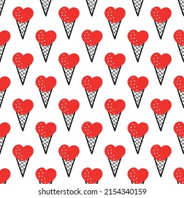 Seamless pattern with various ice cream in the cone. ice cream pattern