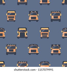 Seamless pattern for various lorry truck for children. Vector flat background.