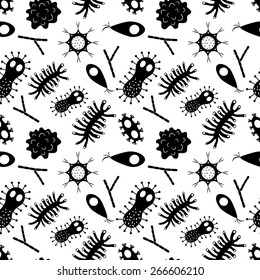 Seamless pattern with various microbes