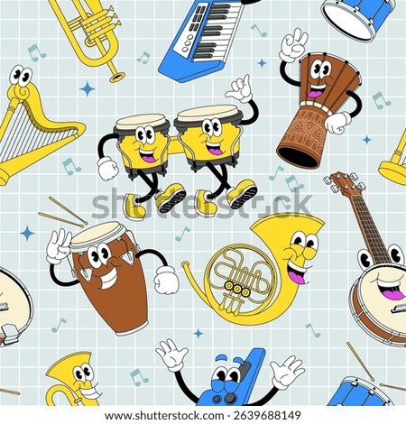 Seamless Pattern of Various Music Instrument Background