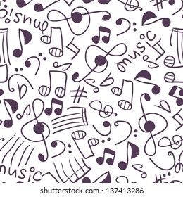 Seamless pattern with various music signs