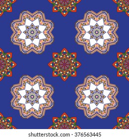 seamless pattern with various Oriental motifs and elements