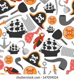 Seamless pattern with various pirate elements