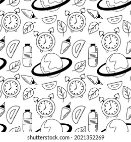 Seamless pattern of various school supplies. First day of school, Back to school flat icons. Vector