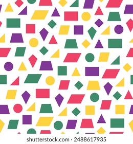 seamless pattern with various shapes in various colors