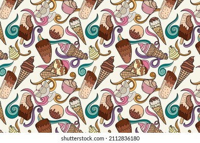 seamless pattern various shapes of ice cream