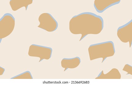 seamless pattern various style of comic chat bubble brown color communication symbol speak ballon icon message