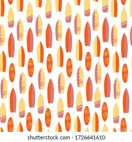 Seamless pattern with various surfing boards.