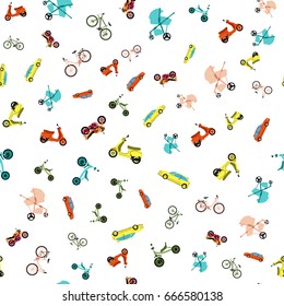 Seamless pattern with Various types of transport