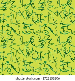 Seamless pattern of various vector icons with hand-drawn arrows. Arrow design sketch for Wallpaper, textiles, covers and other finishing materials.