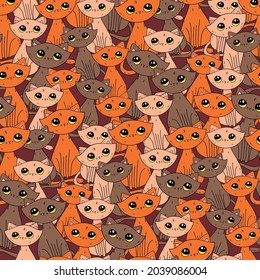 Seamless pattern with variously colored cats

