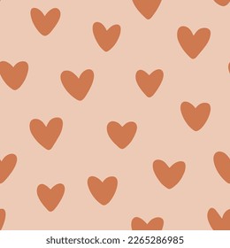 Seamless pattern. Vector abstract background. Big hearts on light orange background. 