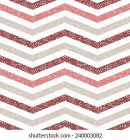 Seamless pattern. Vector abstract background. Stylish grunge texture. Pastel zigzag stripes. Geometric ornament in trendy color Marsala