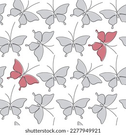 Seamless pattern vector. Abstract butterfly outline backdrop illustration. Wallpaper, graphic background, fabric, textile, print, wrapping paper or package design.