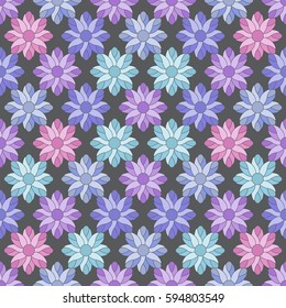 Seamless Pattern. Vector Abstract Flowers