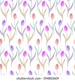 Seamless Pattern. Vector Abstract Flowers