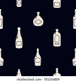 Seamless pattern with vector alcohol bottles for your design
