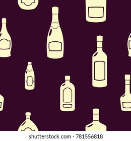 Seamless pattern with vector alcohol bottles for your design