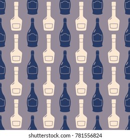 Seamless pattern with vector alcohol bottles for your design