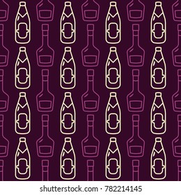 Seamless pattern with vector alcohol bottles for your design