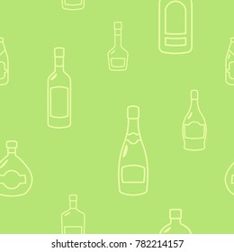 Seamless pattern with vector alcohol bottles for your design