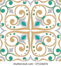 Seamless pattern, vector art, majolica, drawing, Arabic